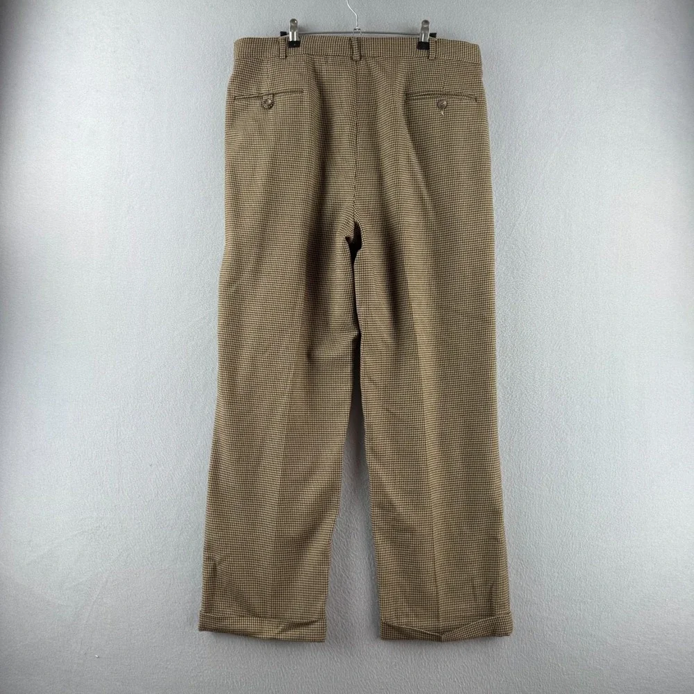 Vintage Polo Ralph Lauren Pants Mens Fits 36x31 Houndstooth Pleated Slacks USA